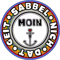 a rainbow colored circle with the word sabbel moin and an anchor in the center