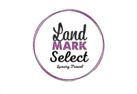 a logo for landmark select luxury travel in a purple circle