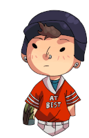 a cartoon of a boy wearing a shirt that says " at best "