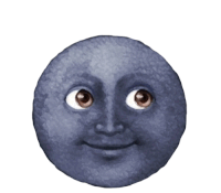 a drawing of a blue moon with a smiling face on it