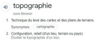 a screenshot of a dictionary definition of topographie .