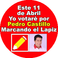 a red circle with the words este 11 de abril yo votare por pedro castillo marcando el lapiz