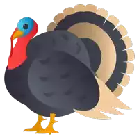 an illustration of a turkey with a blue eye and a red beak