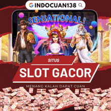 an advertisement for a slot game called sensational situs slot gacor menang kalah dapat cuan