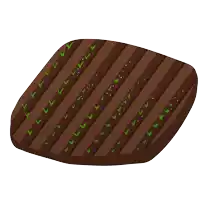 a cartoon illustration of a grilled steak with green leaves on it