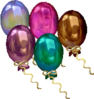 a bunch of different colored balloons with bows