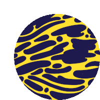 a blue and yellow circle with a zebra print on it