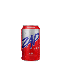 a red can of zap cola is against a white background