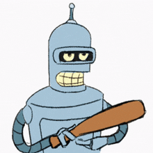 a cartoon of bender from futurama holding a beard