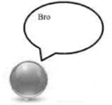 a speech bubble with the word bro on it and a ball .