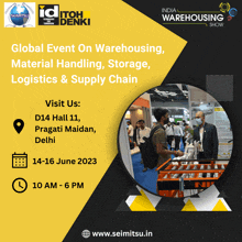 a poster for the india warehousing show with a picture of people