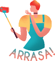 an illustration of a woman taking a selfie with the word arra sa written below her