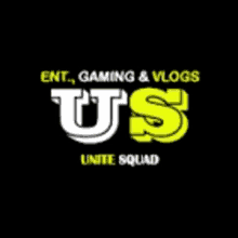 a logo for us gaming and vlogs unite squad on a black background