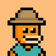 a pixel art illustration of a fox wearing a hat