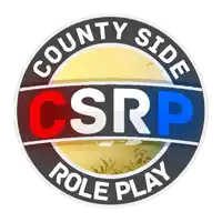 a logo for county side role play with a picture of a beach in the background