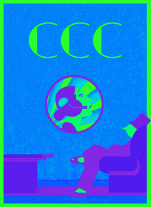 a blue and green poster with the letters ccc