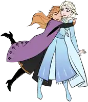 a drawing of elsa and anna from frozen hugging each other