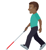 a man is walking with a cane in his hand