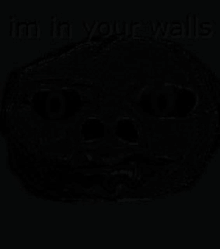 a black background with a skull and the words `` i 'm in your walls '' .