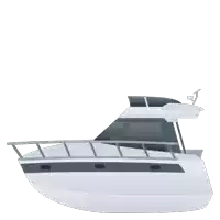 an illustration of a boat with a gray and white color scheme