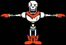 a pixel art of papyrus from undertale with his arms outstretched