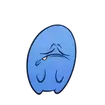 a cartoon drawing of a blue balloon with a sad face .