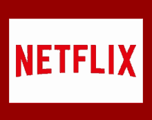 a red and white logo for netflix with a red border