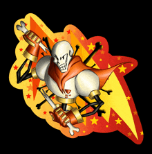 a cartoon of papyrus with a red cape