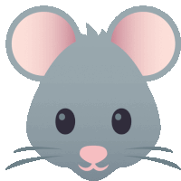 a cartoon drawing of a mouse with pink ears