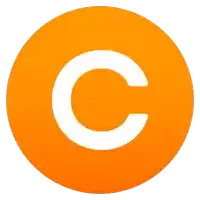 a white letter c in an orange circle