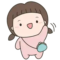 a cartoon of a girl holding a purse and smiling