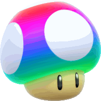 a rainbow colored mushroom with a white center