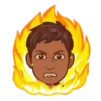 a cartoon of a man surrounded by fire