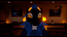 a computer generated image of a cartoon character with glowing orange eyes