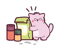 a cartoon cat is standing next to a bag of flour