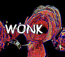 a colorful image of a man with the word wonk on it