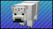 a polar bear with 2 + 2 * 2 written on it 's face