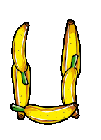 the letter u is made out of bananas with a green stem