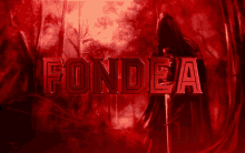 a red background with the word fondea in the middle