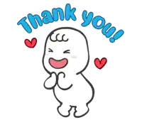 a cartoon of a baby saying thank you with hearts around it