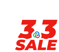 a red and white sign that says 3.3 sale on it