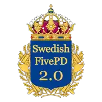 a swedish fivepd 2.0 logo with a crown on top