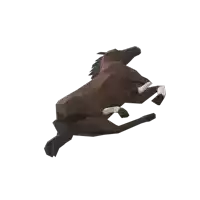 a low poly horse is jumping in the air on its hind legs