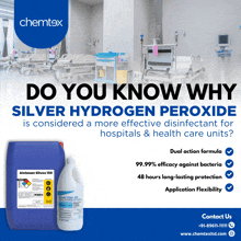 an advertisement for silver hydrogen peroxide for hospitals & health care units