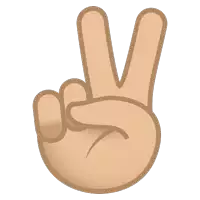 a cartoon hand is making a peace sign with its fingers