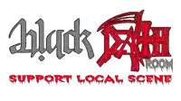 a logo for black death room that says support local scene