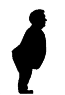 a silhouette of a man with a big belly