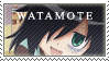 a close up of a person 's face with the word watamote on it .