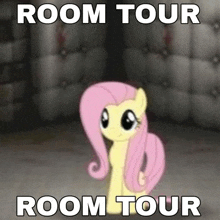 a picture of a pony with the words room tour on it