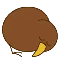 a cartoon drawing of a kiwi bird with a yellow beak